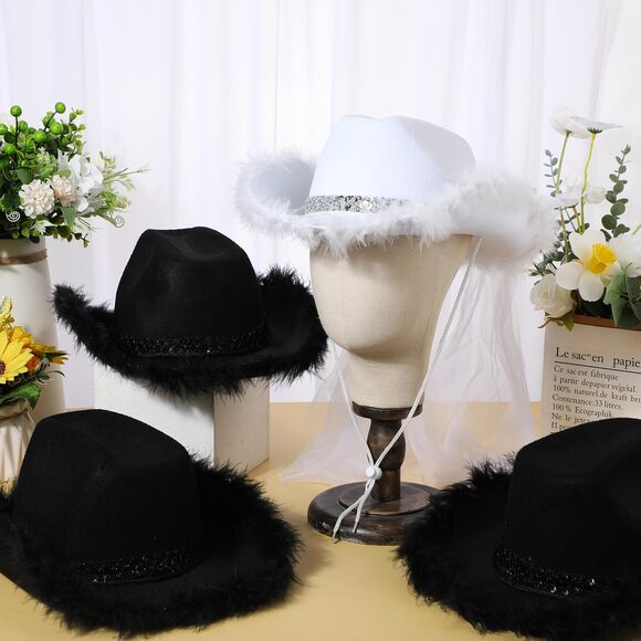 9811 12 Pcs Women Cowgirl Cowboy Hats Bachelorette Cowboy Hats For Bridal main image 6